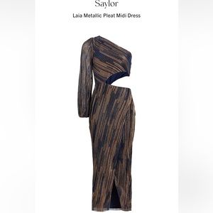 Saylor Laia metallic pleat midi dress